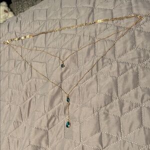 Elegant Gold and green Layered Necklace